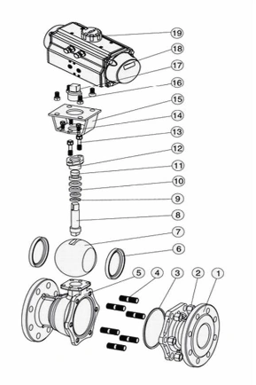 進口氣動球閥結構圖